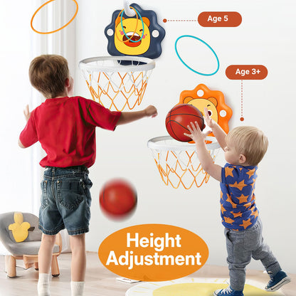 Toddler Kids Basketball Hoop Indoor Toys Gifts,Scoreboard Portable Design Adjustable Height,Christmas Birthday Baby Toddler Kids Boys Small Mini Basketball Hoop Gifts Toys for 3 4 5 6 Year Old