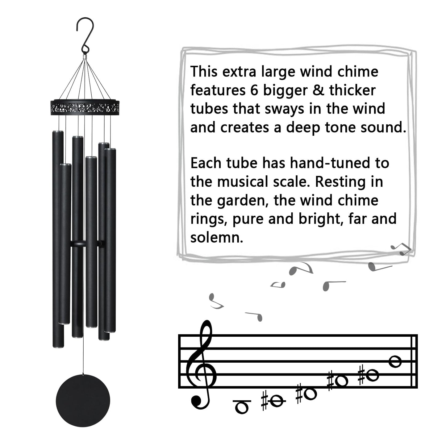 60" Extra Large Wind Chimes for Outside Deep Tone, Sympathy Gifts Memorial Wind Chimes Outdoor Clearance, Church Chime for Garden,Yard,Patio & Lawn