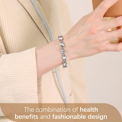 Feraco Magnetic Bracelet for Women Titanium Steel Magnetic Bracelet with Neodymium Magnets & Sparkling Crystals, Christmas Jewelry Gifts (Silver)