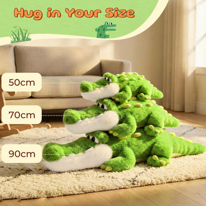 TITQWOP Alligator Stuffed Animal Plush Toy, Lying Flat Crocodile Hugging Pillow, Soft Long Plush for Kids & Adults, Cute Green Alligator Plush for Bed, Sofa, Gift 35.4in