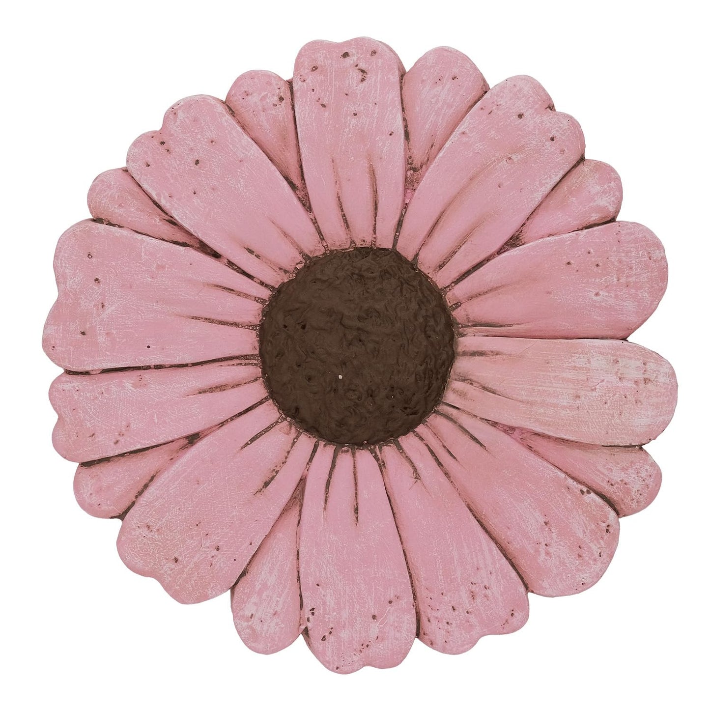 Landoraloria Cement Flower Stepping Stone 10” Daisy Garden Path Stone for Yard & Walkway Handcrafted Non-Slip Outdoor Patio Decor Weather-Resistant Cement Stone (Pink)