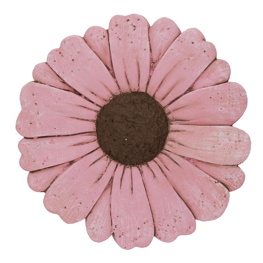 Landoraloria Cement Flower Stepping Stone 10” Daisy Garden Path Stone for Yard & Walkway Handcrafted Non-Slip Outdoor Patio Decor Weather-Resistant Cement Stone (Pink)
