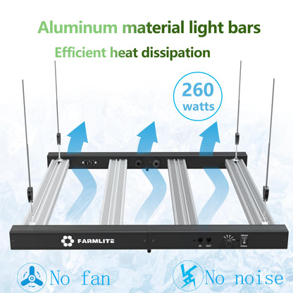FARMLITE LED Grow Lights for Indoor Plants Full Spectrum Growing Light Bar Plant Hanging Growing Lamps Seedling Daisy Chain Dimmable Board 4x4ft Coverage (260watts)