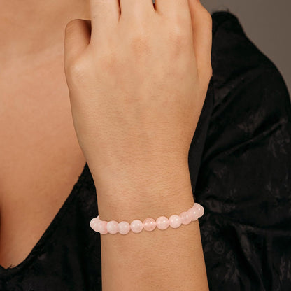 Gnamy Rose Quartz Crystal Beaded Bracelet for Women, Gemstone Bracelet Natural Stone Anxiety Healing Handmade Protection Birthday Christmas Valentines Jewelry Gifts for Best Friend Her Mom Daughter Girlfriend