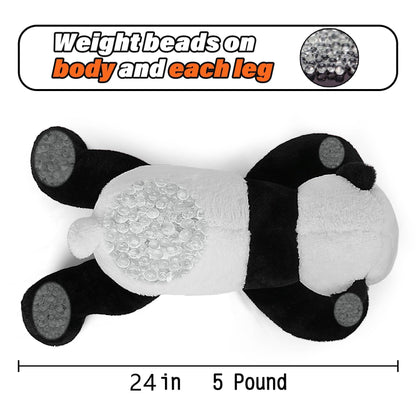 JellyMallow 5 lbs 24 inches Panda Weighted Stuffed Animals, Cuddly Weighted Panda Plush Pillow Giant Plushie Ideal Gift for Adults & Kids