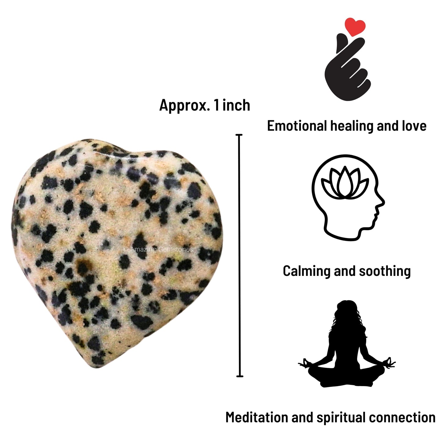 Amazing Gemstone Dalmatian Jasper Stone Heart - Pack of 2 Crystal Heart Stones Rocks - Corazones De Piedra Crystals and Healing Stones Heart Shaped Crystal - Stocking Stuffers Gifts