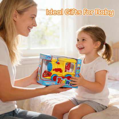 Light Up Train Toy for Toddlers, Transparent Car Toy for Kids with Cool Light and Music Educational Crawling Toys for Baby Boys and Girls