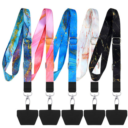 Chinco 5 Pcs Crossbody Cell Phone Lanyards Universal Adjustable Neck Strap and Phone Patches Compatible with Most Smartphones(Marble Pattern,Bright Color)