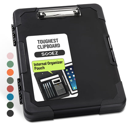 Sooez Toughest Clipboard with Storage, Internal Pen Pouch Included, Letter/ A4 Size, Shockproof Heavy Duty Plastic Clip Boards 8.5x11”, High Capacity Clipboards Box Case for Contractor Trucker Driver
