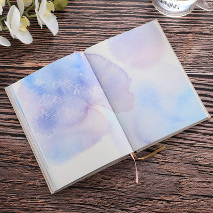 SIIXU Colorful Blank Notebook, Unruled Personal Diary Journals to Write in for Women, Hardcover Writing Notepad Gift, Unique Watercolor Design, 192 Pages, 2 Bookmarks, Unlined