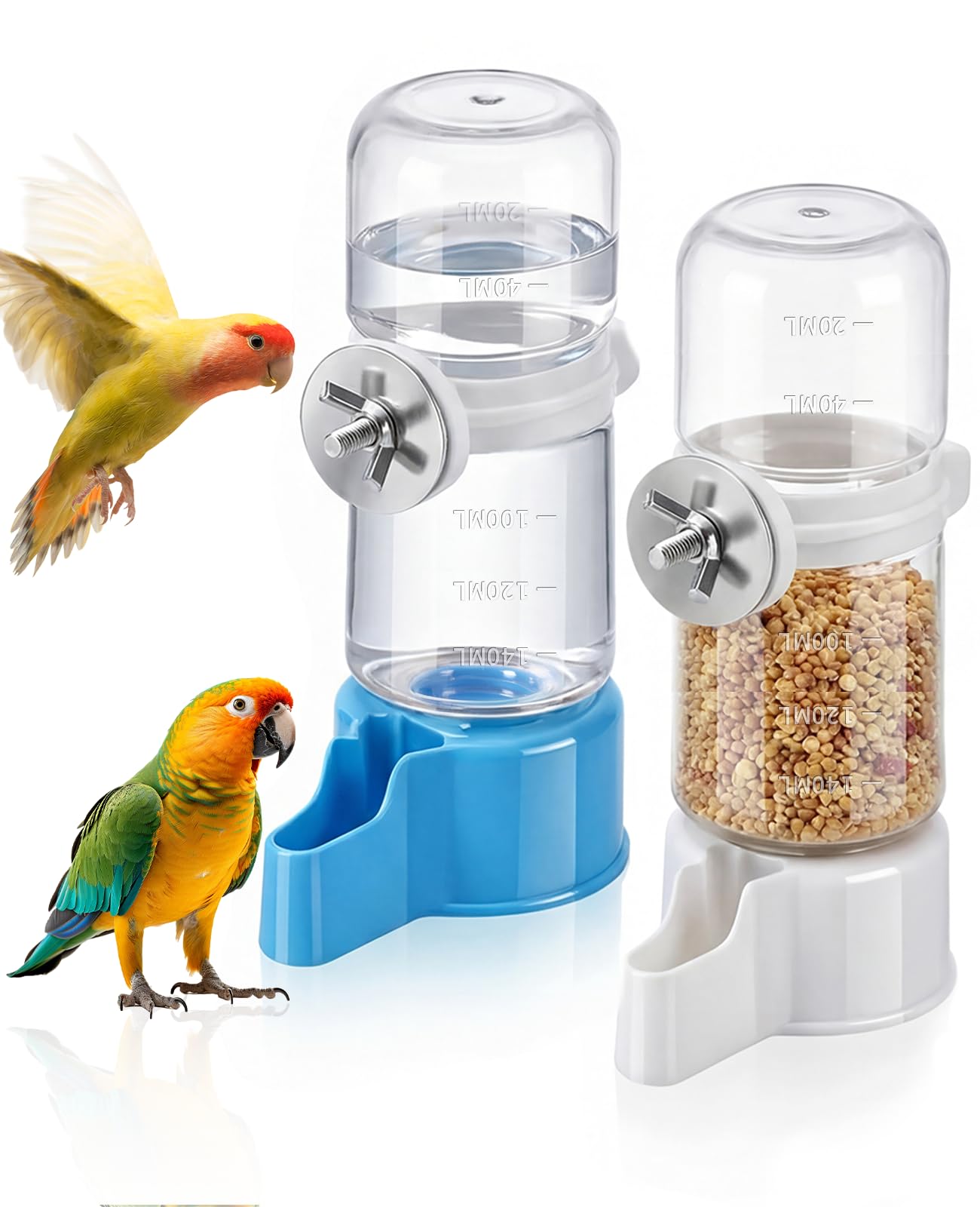 DAWZMR 2 PCS Automatic Bird Cage Water Dispenser, Parakeet Parrot Feeder Hanging Drinking