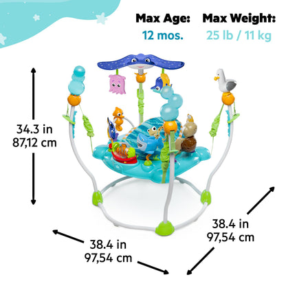 Bright Starts Disney Baby Finding Nemo Sea of Activities Baby Activity Center Jumper with Interactive Toys, Lights, Songs & Sounds, 6-12 Months (Blue)