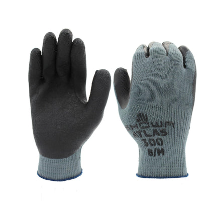 SHOWA Atlas 300B Original 1994 Crinkle Grip Work Gloves, Natural Latex Palm, Heavy Duty 10-Gauge for Construction, Landscaping, Gardening, & Masonry, Black, Large, 12-Pair