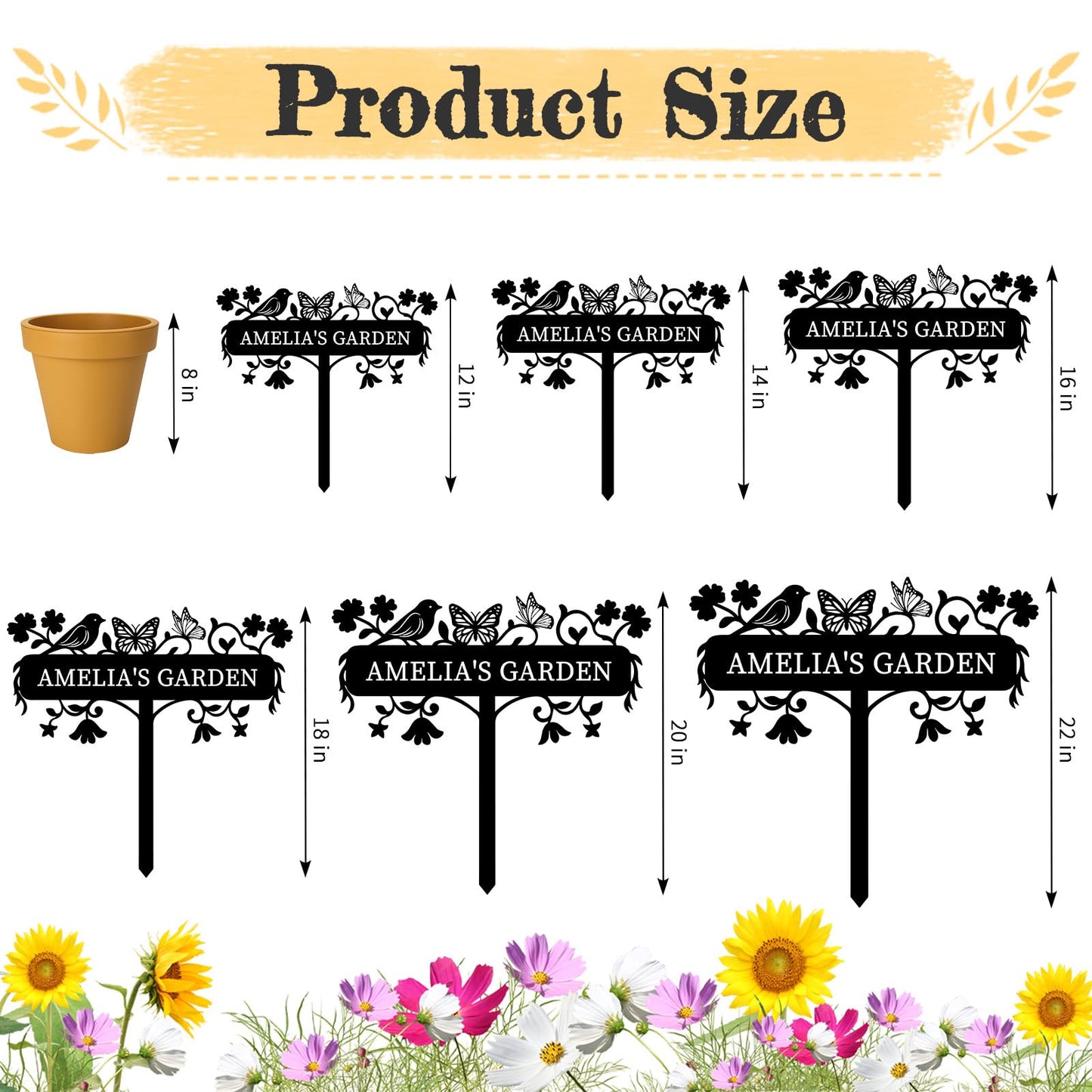 Custom Metal Garden Sign with Stake, Personalized Outdoor Name Plaque, Yard Sign for Lawn, Farm, Home Decor, Gardening Gift for Gardeners, Moms, Grandmas, Garden Lovers (Butterfly)