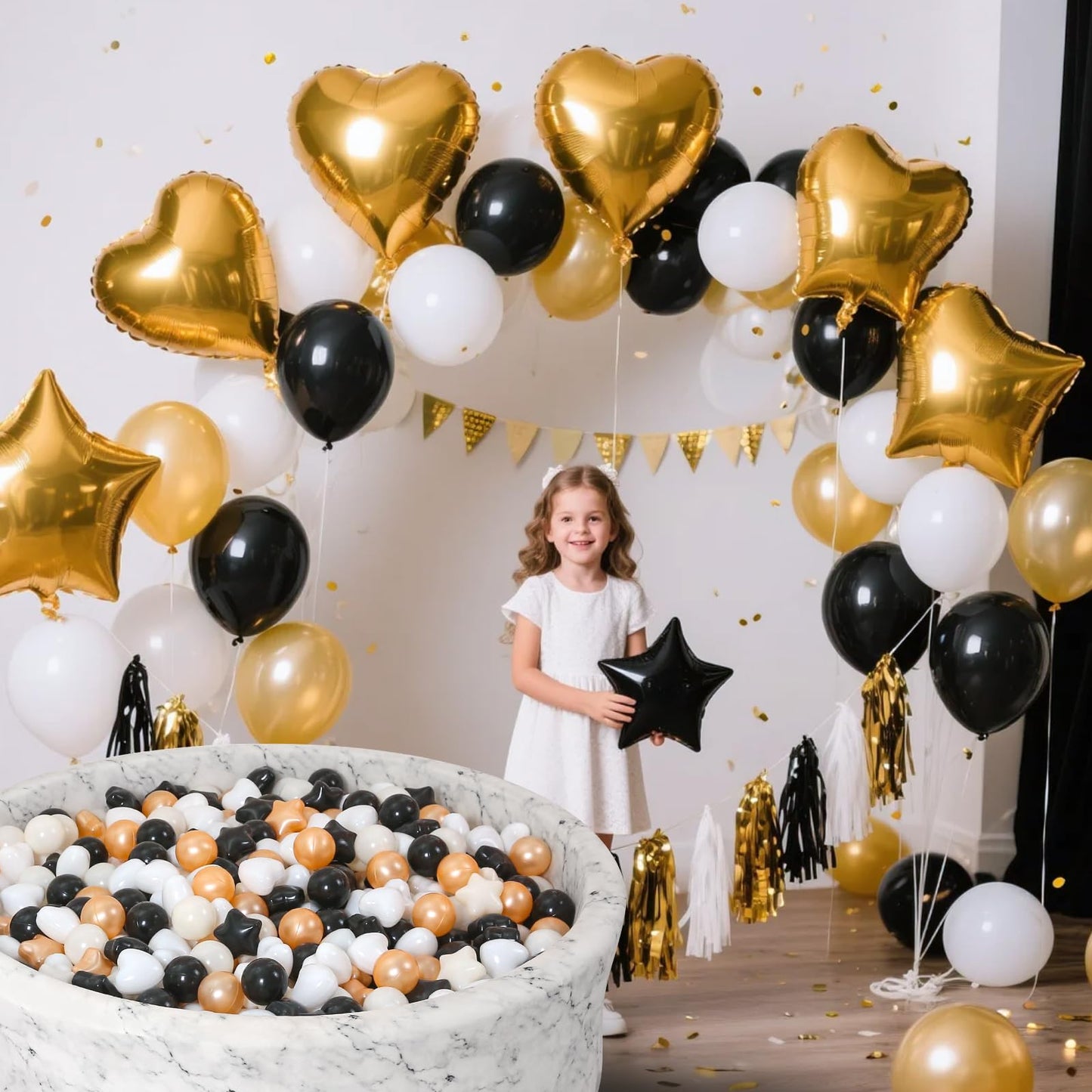 STARBOLO Ball Pit Balls Star Hearts Shapes for Toddlers - 50 100 200 500 Plastic Toy Ball Pit Balls Shapes for Ball Pit, Playpen, Birthday Party, Christmas Decoration