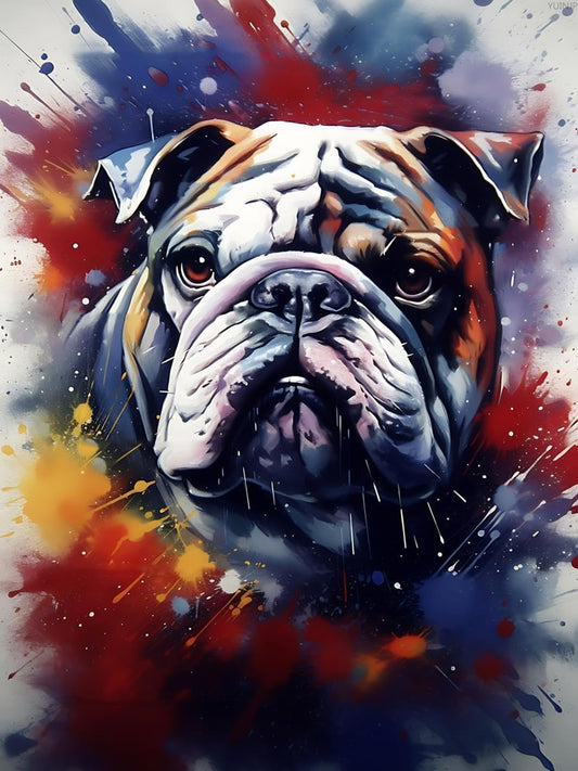 YUINJP Bulldog Diamond Painting Kits, Bulldog Dog Diamond Art Kits for Adults, DIY 5D Round Full Drill Gem Art Kit, Crystal Arts Crafts Home Wall Decor Gift 30x40cm
