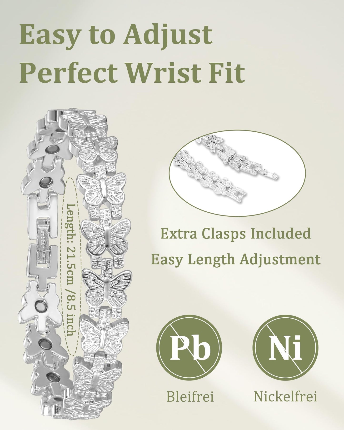 Fashtour Copper Bracelet for Women, 99.99% Pure Copper Magnetic Bracelet with Butterfly Design, Adjustable Bracelet with 3800 Gauss Magnets, Includes Sizing Tool & Gift Box