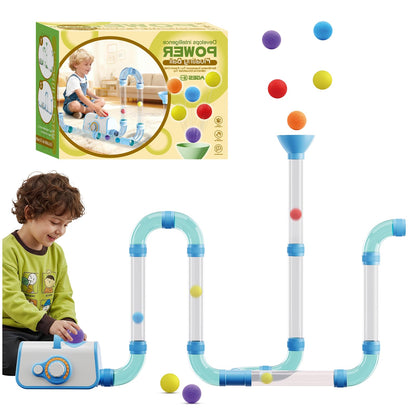 KNMDU Upgraded STEM Toys for Kids Ages 3+, DIY Airflow Building Toys with 20 Foam Balls, Up to 7 Hours Playtime, Learning Toys Gifts for Kids Boys Girls (Blue)