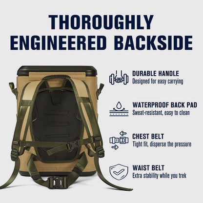 Novoto Magnetic Backpack Cooler 30 Can, Insulated Soft Cooler Bag for Men & Women, Zipperless Waterproof Soft Sided Cooler for Beach, Lunch, Picnic, Kayak, Car, Camping & Party