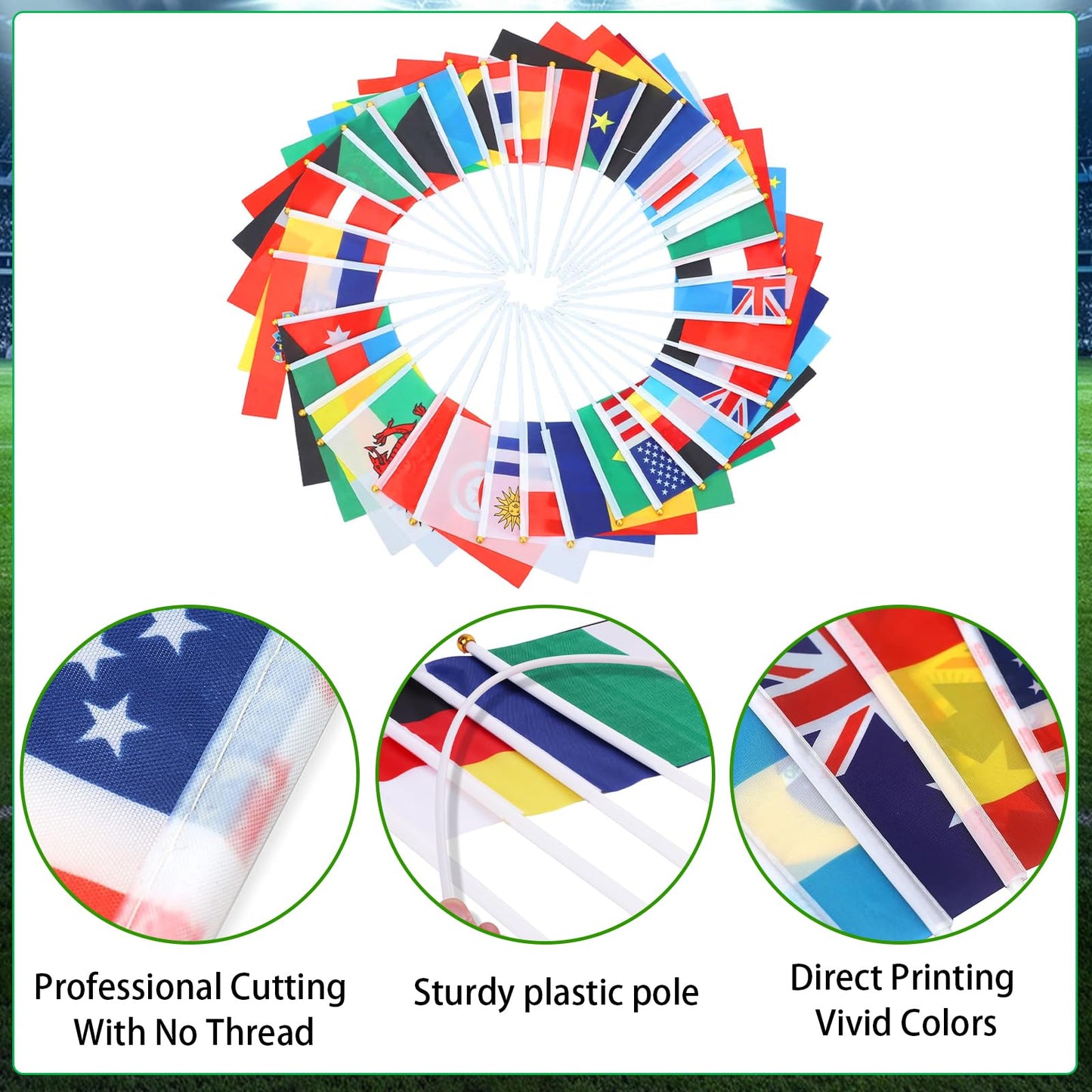 100 Countries International Flags of the World Mini Hand Held Flags Stick National Small Banner on Stick Party Decorations for Sports Events,World Cup,Olympic Festivals Celebration 2026 5x8 Inch