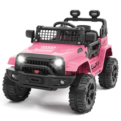 Hetoy Ride on Toys for Kids, Kids' Electric Vehicles, Electric Car for Kids, 12V Ride on Car with Remote Control, Spring Suspension, LED Lights, Bluetooth, 3 Speeds, Toddler Truck Vehicles(Pink)