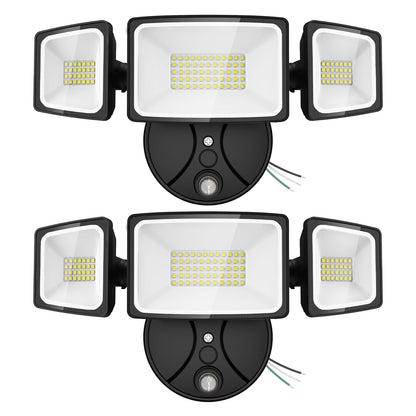 Onforu 70W LED Dusk to Dawn Outdoor Lighting,2 Packs 7000LM Exterior Flood Lights,IP65 Waterproof Outdoor 3 Adjustable Heads Photocell Black Lights Fixture,6500K Daylight White Floodlights(Black)