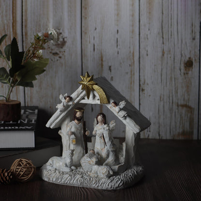 WANCHIY Nativity Set Indoor– Nativity Scene with Manger, Christmas Nativity Sets & Figures with LED Lights, Christmas Decorations Indoor for Home Display