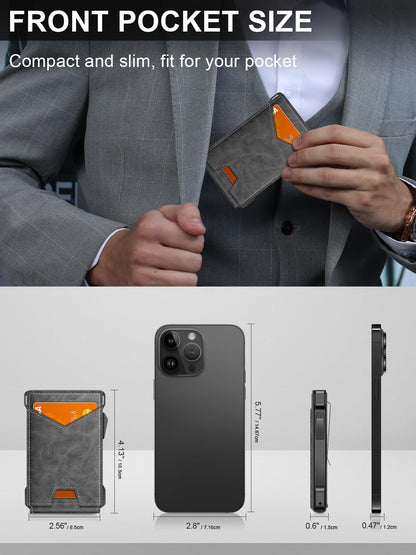 Wallet for Men RFID Wallet with 2 ID Windows & Money Clip, Slim Pop Up Card Holder for 10-12 Cards, Bifold Minimalist Smart Wallet for Front Pocket, Compact Metal Credit Card Holder, Gifts for Men