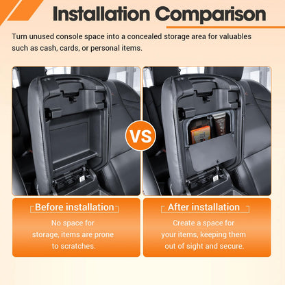 TACORBO Center Console Hidden Storage Organizer Compatible with Jeep Gladiator JT 2020-2024 and Jeep Wrangler JL/JLU 2018-2025, Wrangler 4XE One-Touch Armrest Hidden Secret Compartment Box