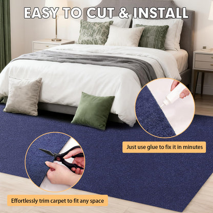 Grefinity Marine Carpet,5 FT x 15 FT Deep Blue Indoor Outdoor Carpet 0.2" Thick Boat Carpet with Water-Proof TPE Backing, Non-Slide Outdoor Marine Carpet Roll for Home, Patio, Porch, Deck