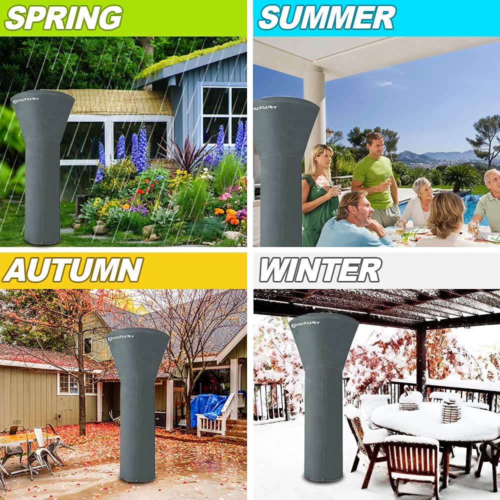 HOXSURY Patio Heater Cover Outdoor Waterproof 87 IN 420D Heavy Duty Standup Round Oxford Covers for Outdoor Heaters Weatherproof Propane Heater Covers for Outdoor Garden Treasure Grey
