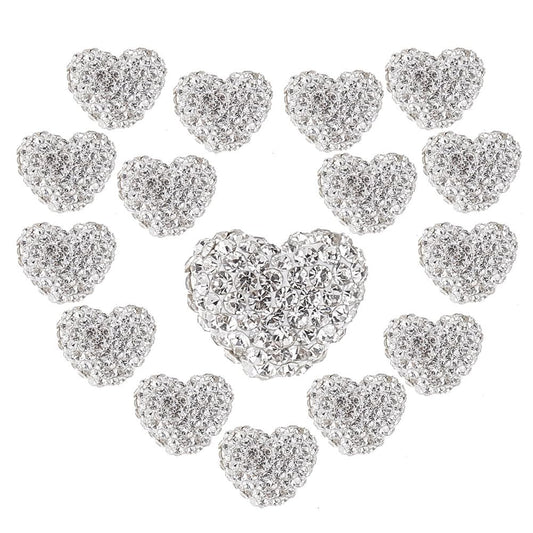 PH PandaHall 16pcs Heart Rhinestone Crystal Disco Ball Craft Love Beads Diamond for Bracelet Necklace Earring Christmas Jewelry Making 10x12mm