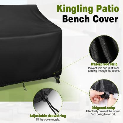 Kingling Outdoor Bench Covers, Patio Loveseats Cover Waterproof Bench Covers for Outdoor Furniture Glider Chair Sofa Cover, 48" W x 29" D x 36" H Black