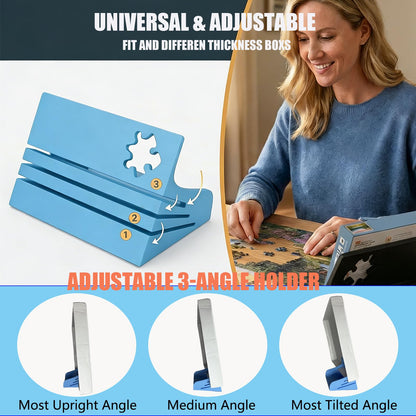2PCS Jigsaw Puzzle Box Stand-Hands-Free Puzzle Lid Holder&Viewer-Universal Puzzle Cover Prop Display Rack to Save Table Space&Reduce Glare-Adjustable 3 Angle Holder,Essential Puzzle Accessories Gift