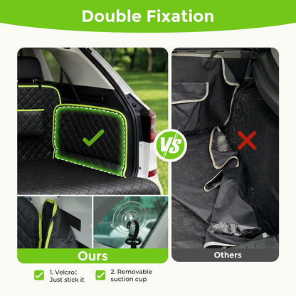 SUV Cargo Liner for Dogs, Upgraded Scratch-proof Leather 14.17" Heightened Side Flaps, 53.15" x40.55" Waterproof Non-Slip Trunk Liner with Bumper Flap, Universal Fit for SUVs Sedans Vans 3-Row SUV