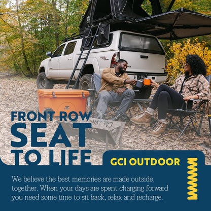 GCI Outdoor Kickback Rocker Camping Chair | Portable Folding Rocking Chair with Durable Armrests, Drink Holder & Relaxed Lowered Seat for Comfort — Red