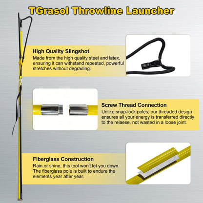 TGrasol Slingshot Arborist Throwline Rope Launcher, High-Accuracy & Effort-Saving Rope Slingshot for Tree Work & Line Placement (Upgrade with Trigger)