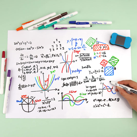 WRITECH Retractable Dry Erase Markers: Fine Tip Assorted Color Low Odor Multi Colored Set Refillable Clickable Multicolor Thin Point Whiteboard Marker Bulk 12ct No Bleed Smear