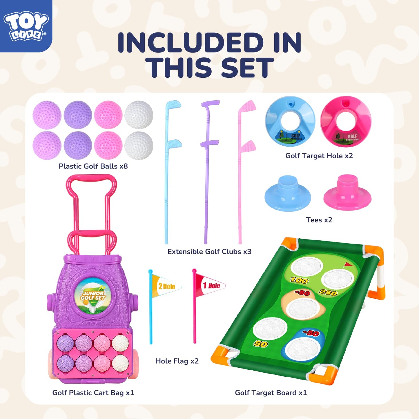 TOY Life Kids Golf Clubs 3-5, Kids Golf Set, Toddler Golf Clubs,Toddler Golf Sets 3-4 Years