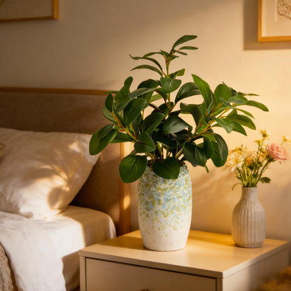 K&Y Realistic Artificial Potted Plants Olive Wild Fern Berry Decor Low Maintenance Faux Greenery Indoor Fake Plants for Home Office Bathroom Kitchen Desk Shelf (Green Flower vase Potted Plant)