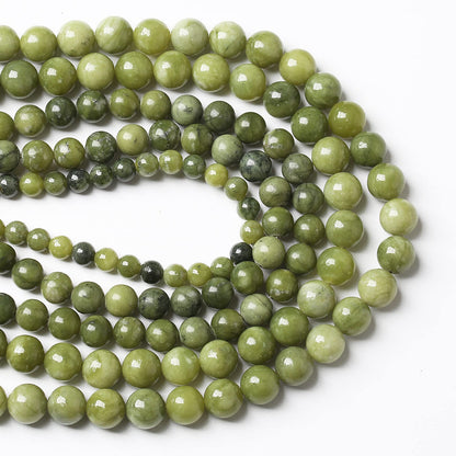 90PCS 8mm Natural Chinese Green Jade Beads Gemstone Round Loose Beads for Jewelry Making DIY Bracelet Necklace 32" 2 Strands