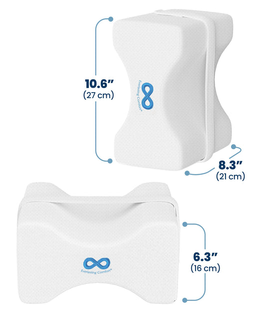 Everlasting Comfort Memory Foam Knee Pillow for Side Sleepers – Sciatica Pain Relief Pillow, Removable Strap Support – Leg Pillows for Sleeping Alignment, Knees, Back & Hip Cushion
