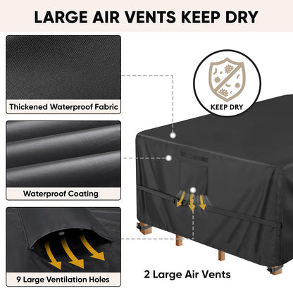 BALEINE Patio Furniture Covers, Outdoor Furniture Covers Waterproof, Heavy Duty Oxford Patio Table Cover for Outdoor Table, Chair, Sofa, Desk (Black, 108"L x 82"W x 28"H)