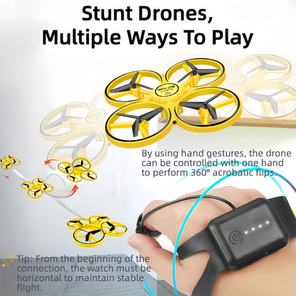 2025 Upgraded Hand Controlled Drone for kids,Somatosensory aircraft with Smart Watch Controlled, Gesture sensing aircraft Cool LED Remote Control Drone 360° Flips,quadcopter,Toys Gifts for Boys and Girls