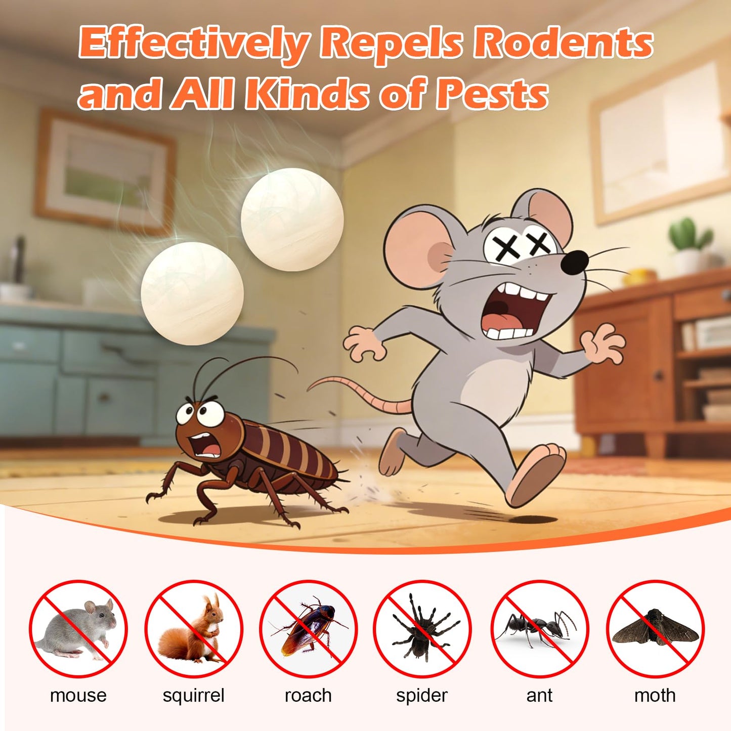 Mouse Rodent Repellent, 12 Pack Peppermint Oil Repellent Balls for Mouse Rats Squirrel Spider Roach Ant Pest Control Indoor & Outdoor, Natural Moth Balls for Rodent Control for Garden & Home