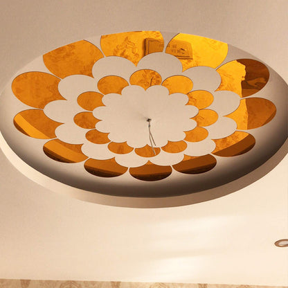 YongPan Top Ceiling Light Acrylic Decorative Mirror Wall Sticker,Flower Acrylic Mirror Wall Sticker for living room, bedroom porch Décor,Decal stickers (Gold, Outer Diameter 22.83inch)