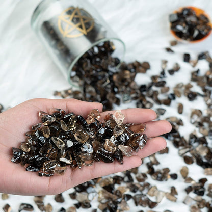 ZAICUS Smoky Quartz Crystal Chips Bulk Gemstone Valentine Gift, Healing Crystal Natural Irregular Shaped Crushed Stone Reik Healing Tumbled Chips Crystal Chips for Witchcraft & Jewelry Making 1 Lb
