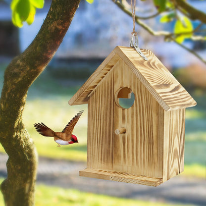 Window Bird Houses for Outside with 2 Powerful Hooks, Hanging Bird House for Viewing Inside, Wooden Hummingbird Houses to Paint for Outdoors, Bird Nesting Box for Bluebird Finch Chickadee