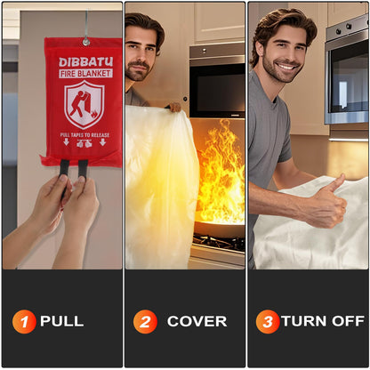 DIBBATU Fire Blanket for Home and Kitchen, Fire Blankets Emergency for Home, Emergency Fire Blankets Retardant for House, Fireproof Blanket, Survival FireBlanket for Kitchen,Fireplace, Grill, BBQ