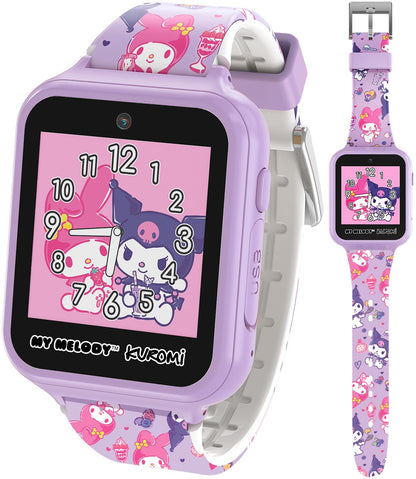 Sanrio My Melody & Kuromi Kids Smartwatch with Touchscreen – Features 10 Interactive Faces, Camera for Selfies, Voice Recorder, Step Counter, 26 Games – Pink Silicone Strap Kids Interactive Fun Watch